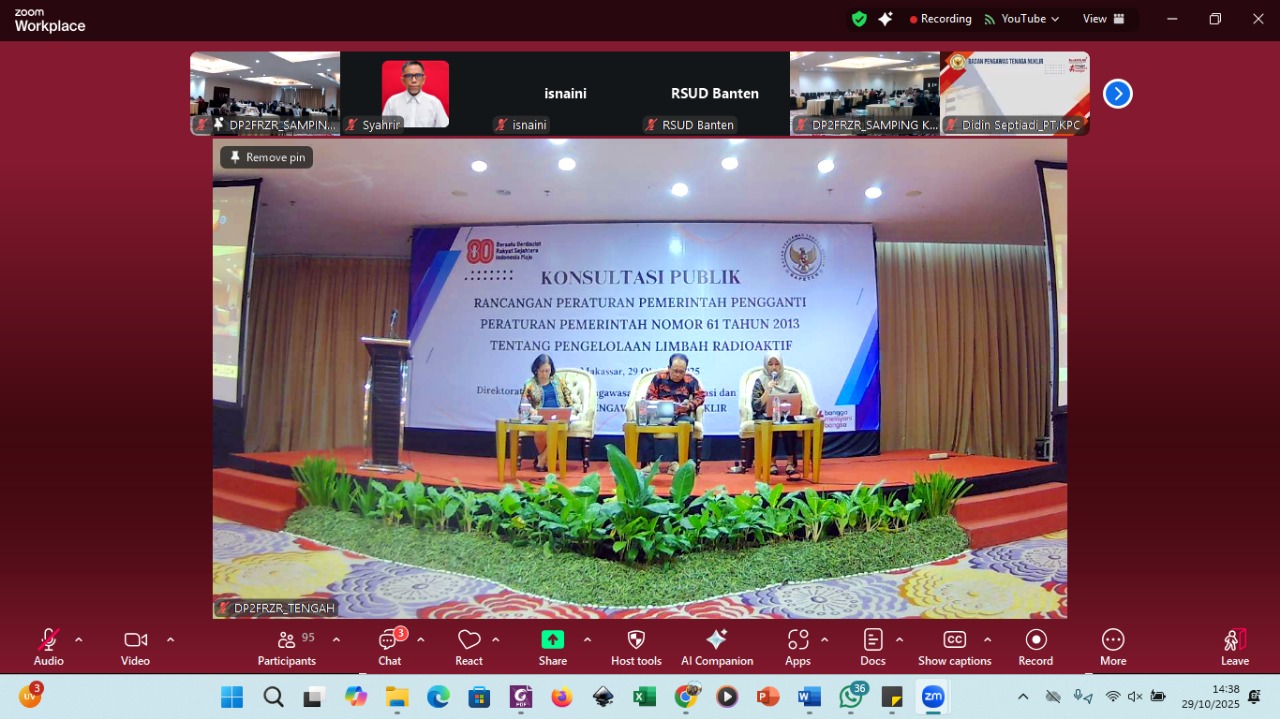 Nuclear Energy Regulatory Agency – Public Consultation on the Draft Government Regulation (RPP) to Replace Government Regulation No. 61 of 2013 on Radioactive Waste Management